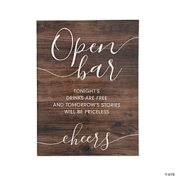 Open Bar Wood Sign