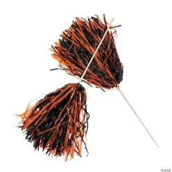 Orange & Black Two-Tone Spirit Pom-Poms - 24 Pk