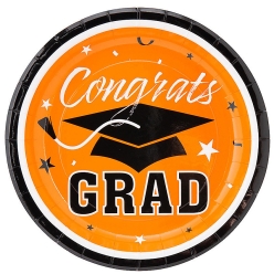 Congrats Grad Orange Dessert Plate - 25Pk