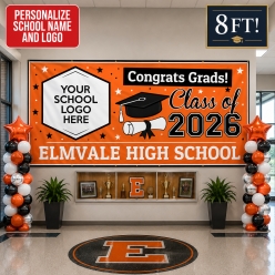 Grad Orange 2 PERSONALIZED Gigantic 8FT Vinyl Keepsake Banner