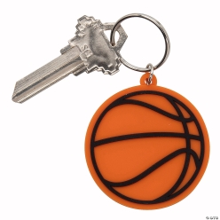 Basketball Black & Orange Rubber Keychains - 12Pk