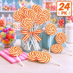 Orange Flavoured Swirl Pops - 24 Pk