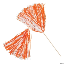 Orange & White Two-Tone Spirit Pom-Poms - 24 Pk