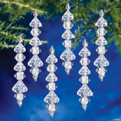 Faceted Diamond Drop Icicles Crystal Ornament Craft Kits-12Pk