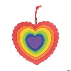 Layered Rainbow Heart Ornament Craft Kit-12Pk