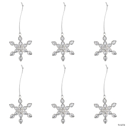 Jeweled Snowflake-Shaped Metal Ornaments-6Pk