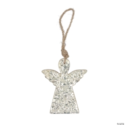 Religious Silver Angel-Shaped Wooden Ornaments-12Pk