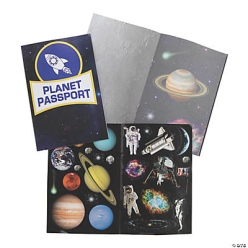 Outer Space Passport Sticker Books - 12 Pk