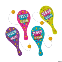 Colourful Jesus is My Jam Paddleball Games-12Pk
