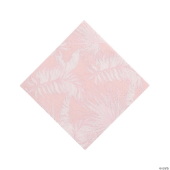 Pink Tropical Leaf Paper Beverage Napkins-16Pk