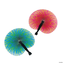 Bright Paper Print Fans - 12Pk