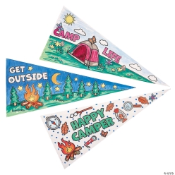 Colour Your Own Camp Themed Pennants-12Pk