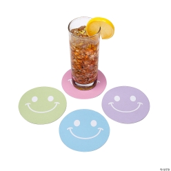 Smiley Face Disposable Paper Coasters-12Pk
