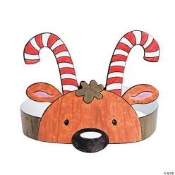 Colour Your Own Candy Cane Reindeer Crowns - 12Pk