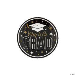 Black Way to Go Grad Paper Dessert Plates-25Pk