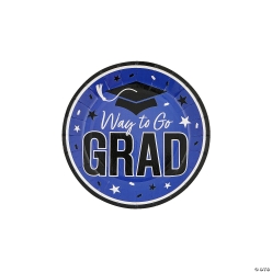 Blue Way to Go Grad Paper Dessert Plates-25Pk