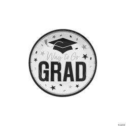 White Way to Go Grad Paper Dessert Plates-25Pk