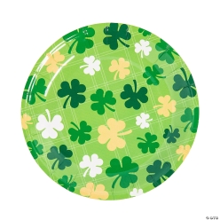 St. Patrick's Day Shamrocks Disposable Paper Dessert Plates-24Pk