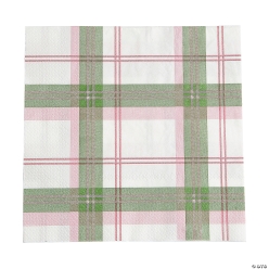 Pink & Sage Green Plaid Luncheon Napkins-16Pk