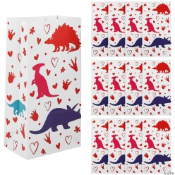 Valentine's Day Dinosaur Paper Treat Bags-12Pk