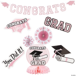 Pink Congrats Graduation Party Decorating Kit-11Pk