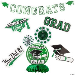 Green Congrats Graduation Party Decorating Kit-11Pk