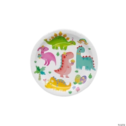 Pastel Dinosaur Dessert Plate - 8Pk