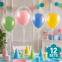 Pastel Double-Stuffed Large Balloons - 12 Sets