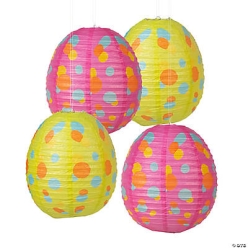 Easter Egg Shaped Large Hanging Lanterns - 4Pk