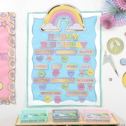 Pastel Rainbow Happy Birthday Bulletin Board Set