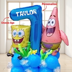 Spongebob & Patrick Personalized Single Digit Balloon Column