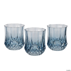 Dusty Blue Plastic Stemless Wine Glasses-12Pk