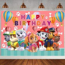 Paw Patrol Bright Happy Birthday FABRIC Keepsake Backdrop