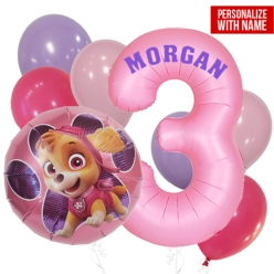Paw Patrol Pink PERSONALIZED Age 3 Balloon Bouquet