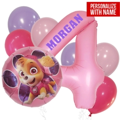 Paw Patrol Pink PERSONALIZED Age 4 Balloon Bouquet