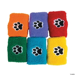 Paw Print Cotton Wristbands - 12 Pack