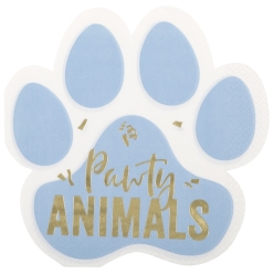 Pawty Animals Paw Shaped Gold Metallic Lunch Napkins 16PK