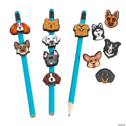 Dog Faces Themed Rubber Pencil Charms Assortment-24Pk