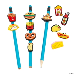 Fun Foods Themed Rubber Pencil Charms Assortment-24Pk