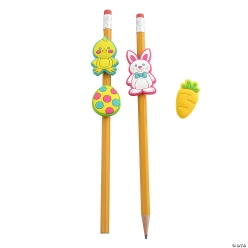 Easter Theme Rubber Pencil Charmed Assortment-48Pk