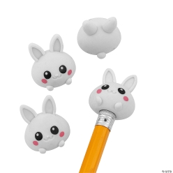 Easter Bunny Pencil Eraser Toppers-24Pk