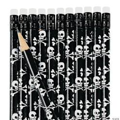 Pirate Skull and Crossbone Wood Pencils - 24 Pk