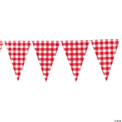 Red Gingham Giant 24 Foot Vinyl Pennant Banner