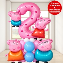 *Peppa Pig 5 FT Airfill Personalized Balloon Column Kit