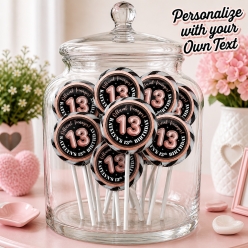 13th Birthday Girl PERSONALIZED Lollipops - 12 Pk