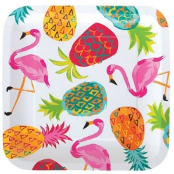 Pineapple Flamingo Dinner Plates - 8 Pack