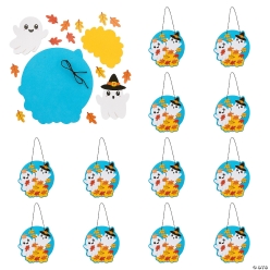 Halloween Ghosts Playing in Leaf Pile Craft Kit-12Pk