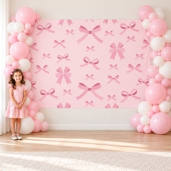 Pink Bow Party 8ft. x 6ft. Polyester Backdrop