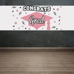 Pink Graduation Giant 6 Foot Plastic Banner