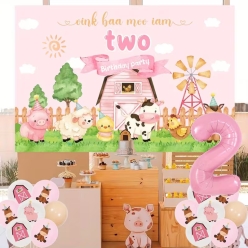 Cute Farm Pink I am 2 Decor Kit